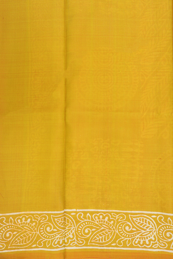 Printed Silk Saree In Yellow With Warli Design
