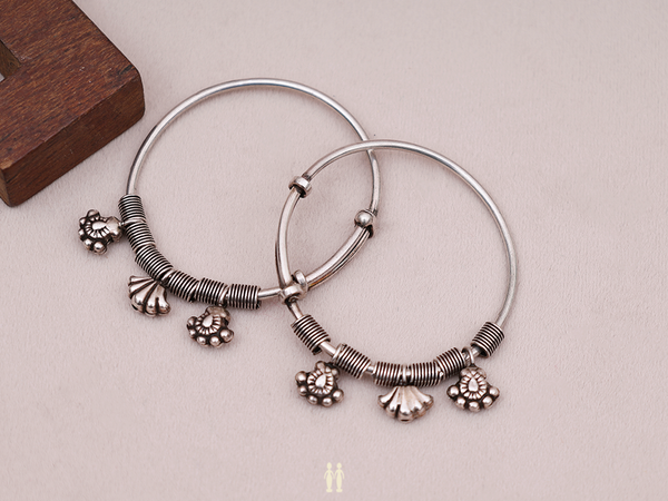 Pure Silver Adjustable Bangles For Kids