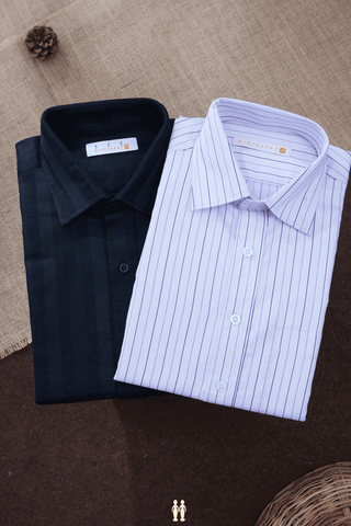 Assorted Purple And Black Set Of 2 Size 38 Cotton Shirts
