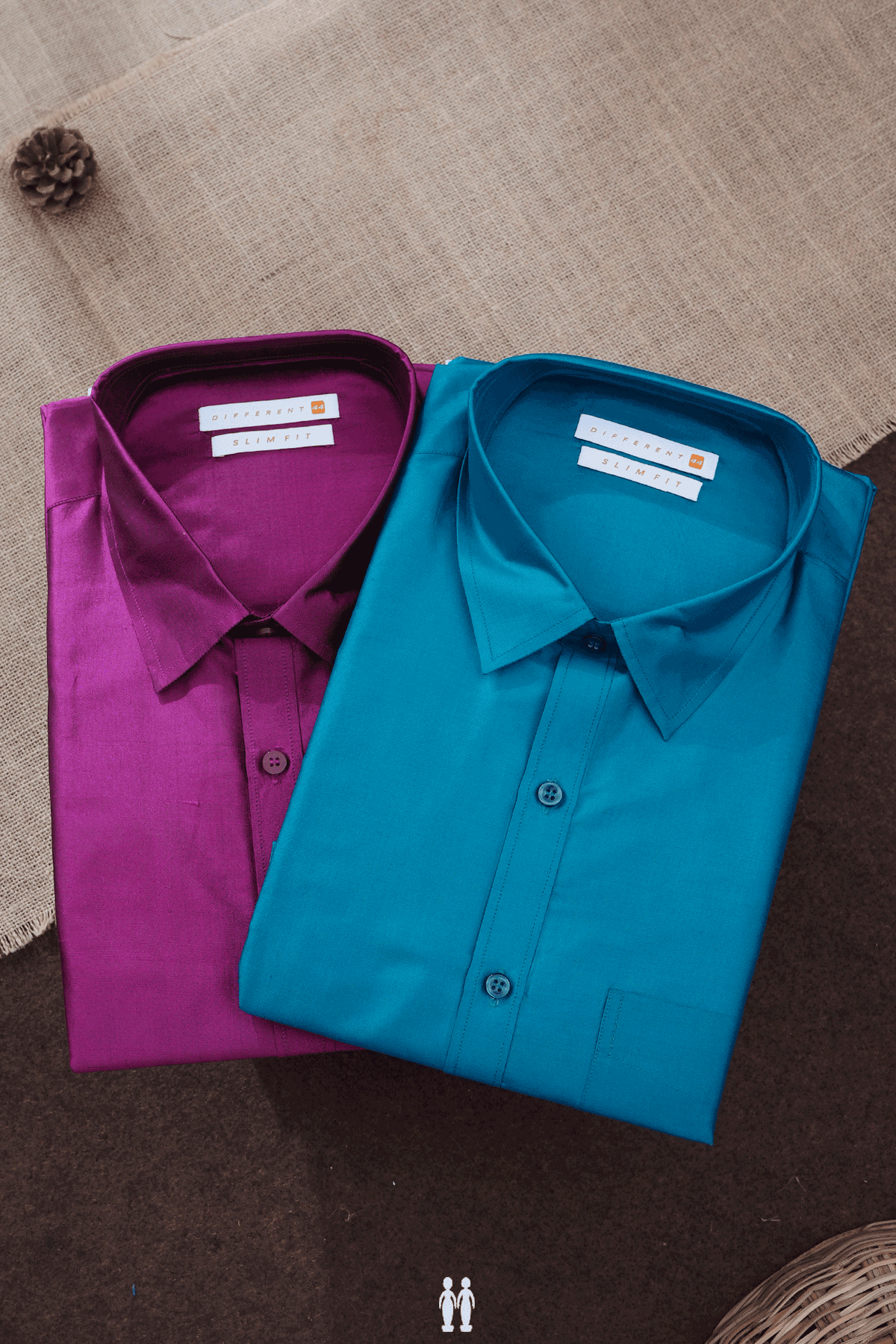 Assorted Purple And Blue Set Of 2 Size 44 Silk Shirts
