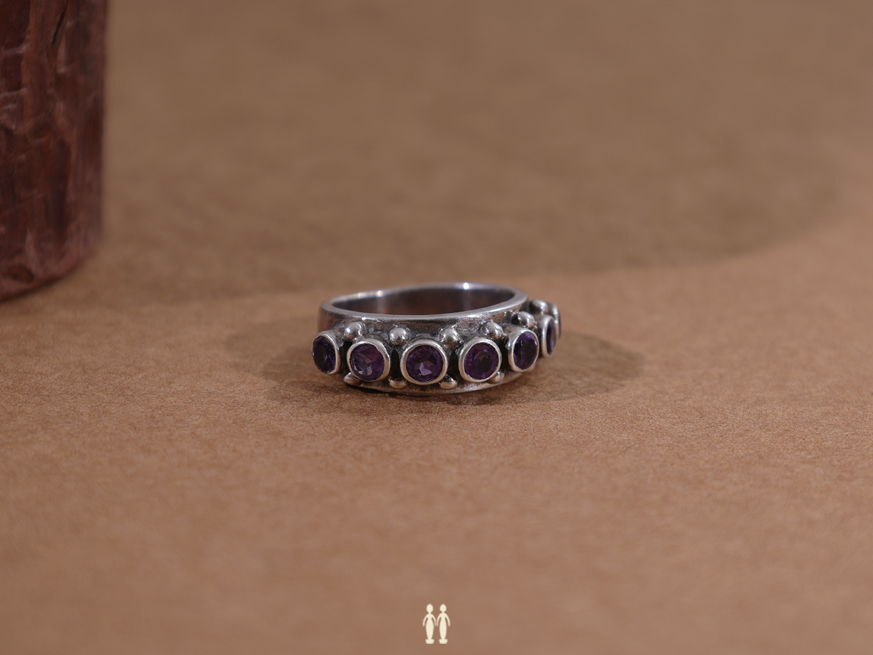 Purple Stone Pure Silver Ring