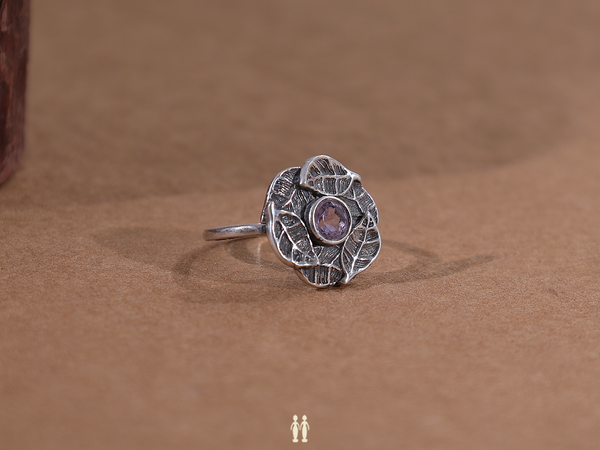 Purple Stone Pure Silver Ring