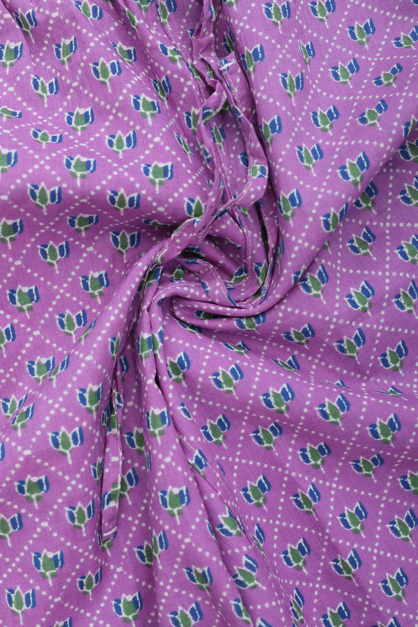 Split Neck Floral Design Lavender Cotton Salwar Set