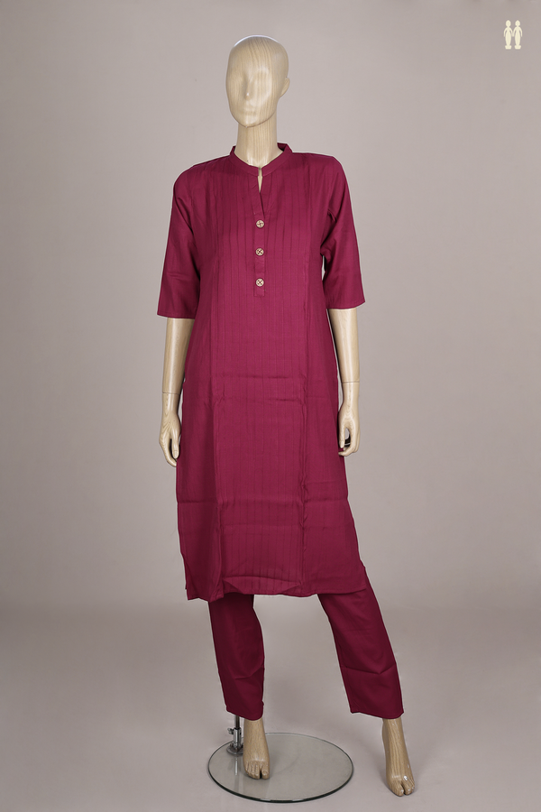 Chinese Neck Berry Purple Cotton Salwar Set