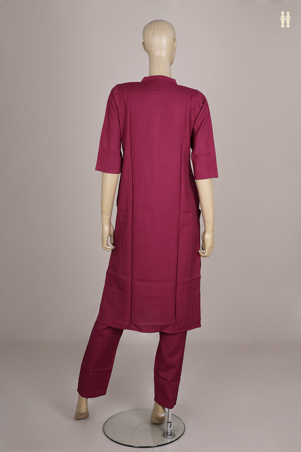 Chinese Neck Berry Purple Cotton Salwar Set