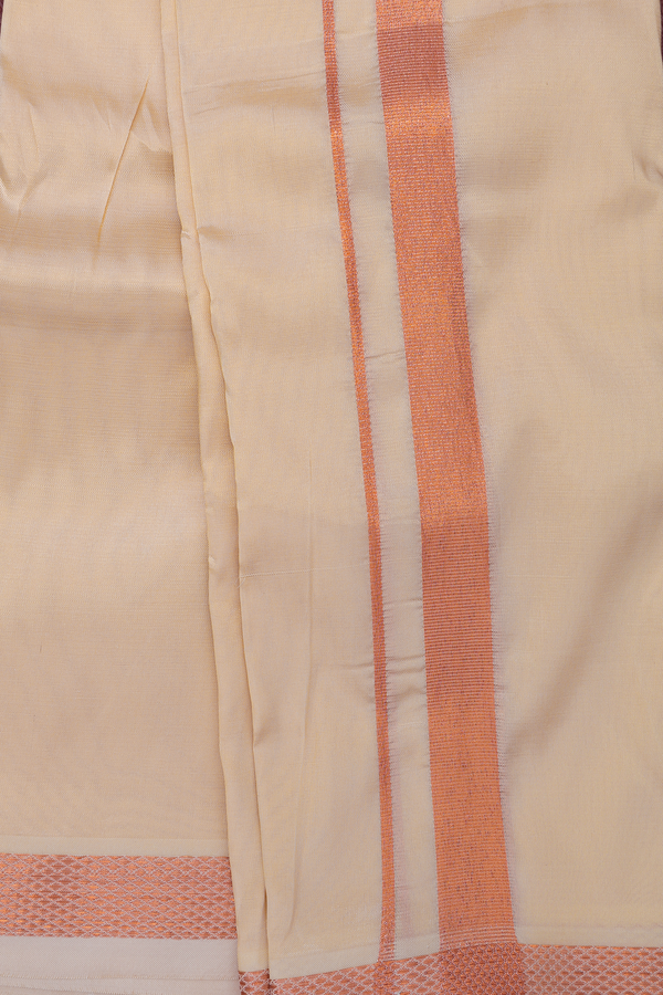 Regular Collar Tan Brown Art Silk Shirt With Dhoti Set