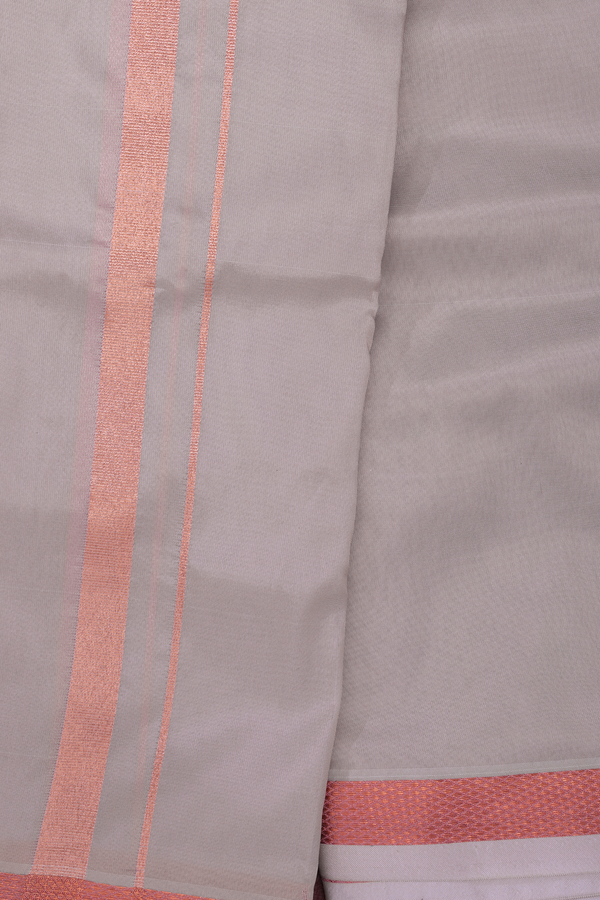 Regular Collar Pastel Brown Art Silk Shirt With Dhoti Set