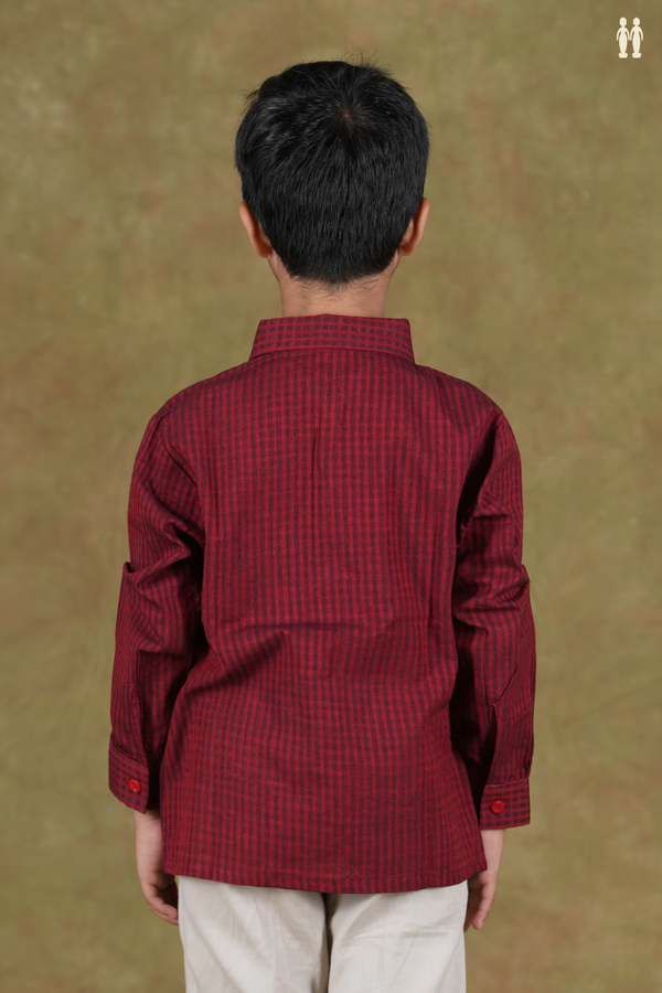 Regular Collar Checks Design Red Cotton Shirt