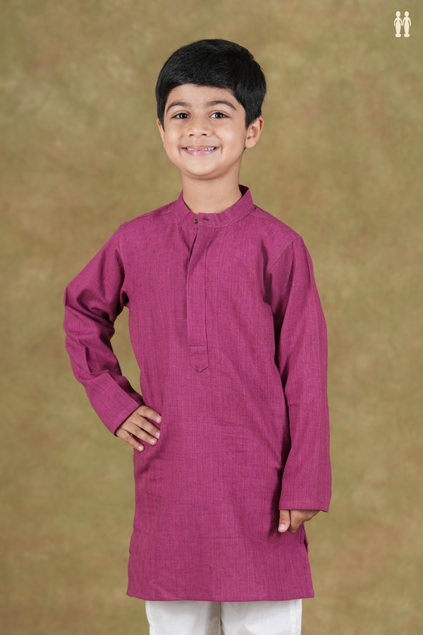 Chinese Collar Plain Mulberry Cotton Long Kurta