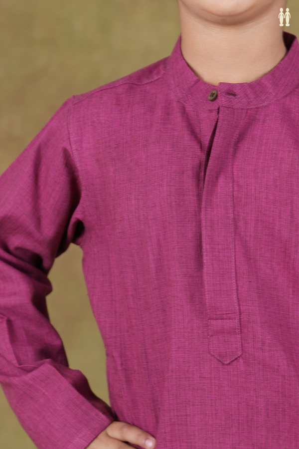 Chinese Collar Plain Mulberry Cotton Long Kurta
