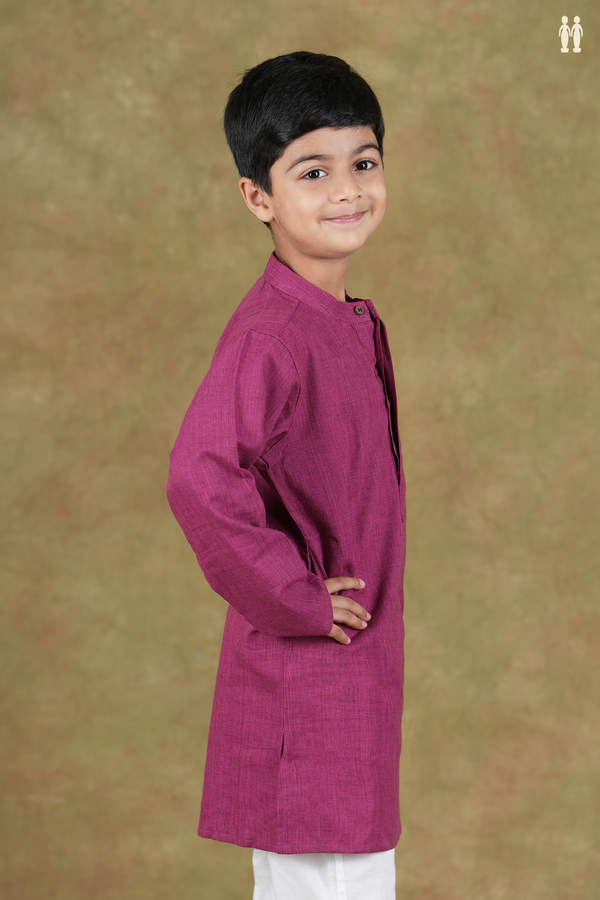Chinese Collar Plain Mulberry Cotton Long Kurta