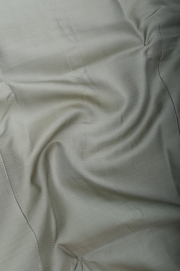 Regular Collar Chevron Design Sage Green Banarasi Silk Shirt
