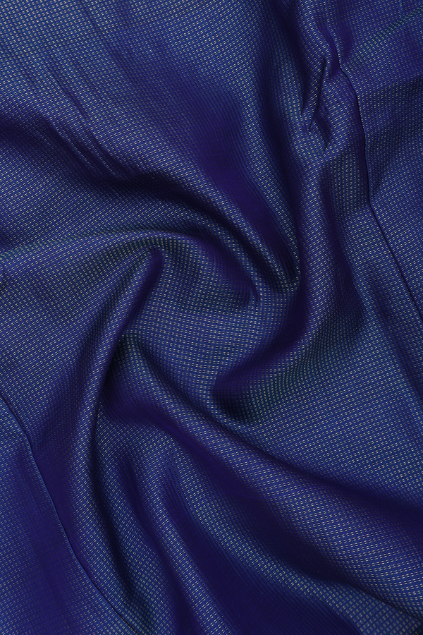 Regular Collar Stripes Design Navy Blue Silk Shirt