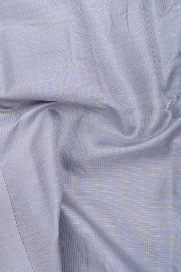 Regular Collar Stripes Design Light Grey Silk Shirt
