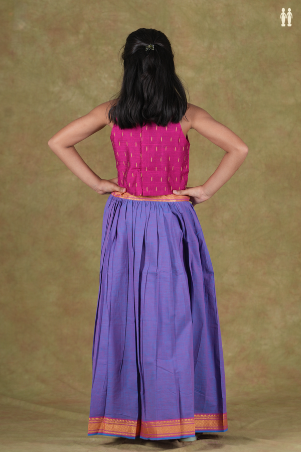 Halter Neck Pink And Dual Tone Cotton Pavadai Sattai
