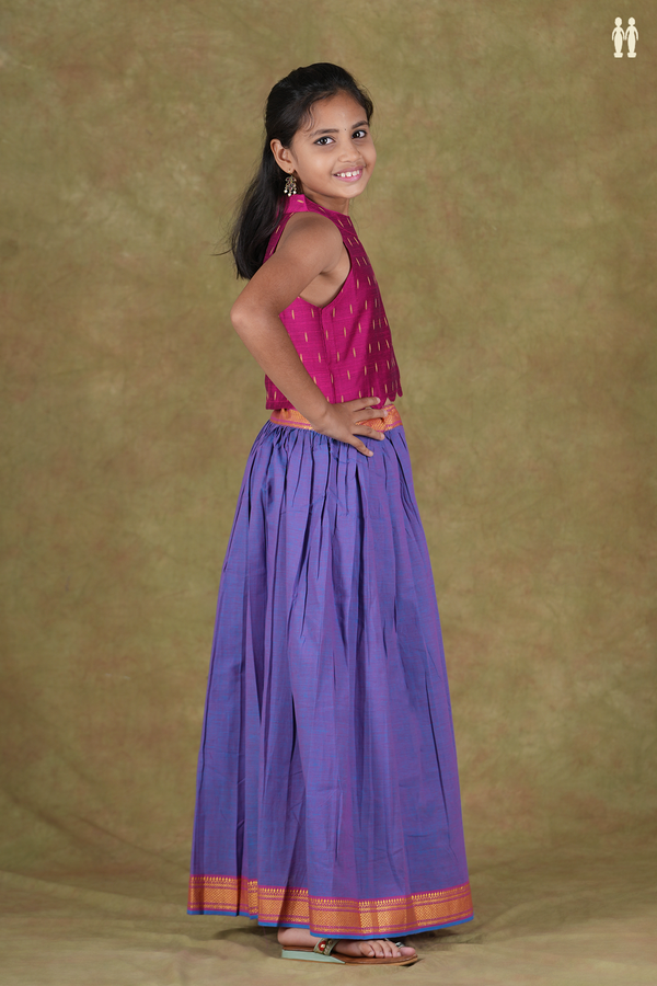 Halter Neck Pink And Dual Tone Cotton Pavadai Sattai