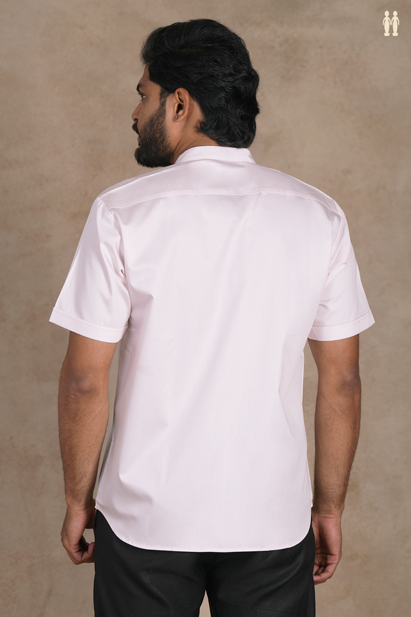 Chinese Collar Plain Pale Pink Silk Shirt
