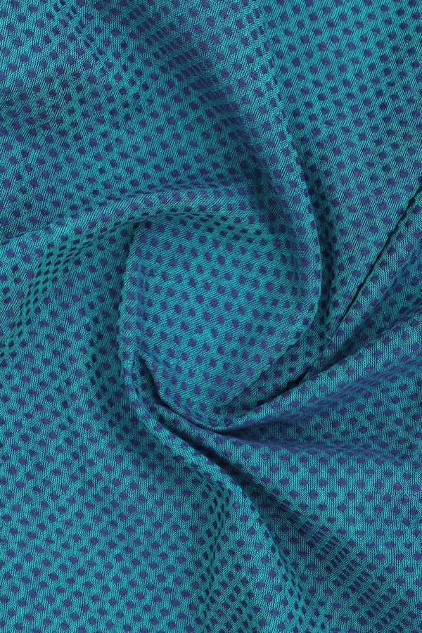 Regular Collar Threadwork Buttis Teal Blue Dobby Cotton Shirt