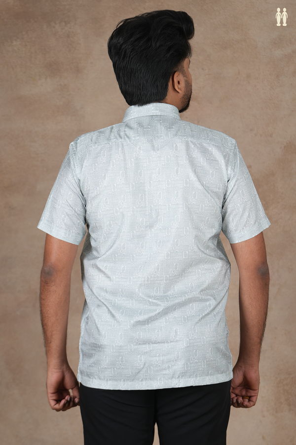 Regular Collar Paisley Design Green Silk Shirt