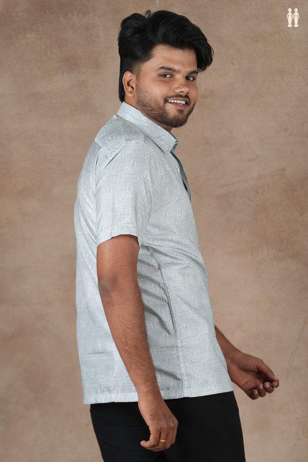 Regular Collar Paisley Design Green Silk Shirt
