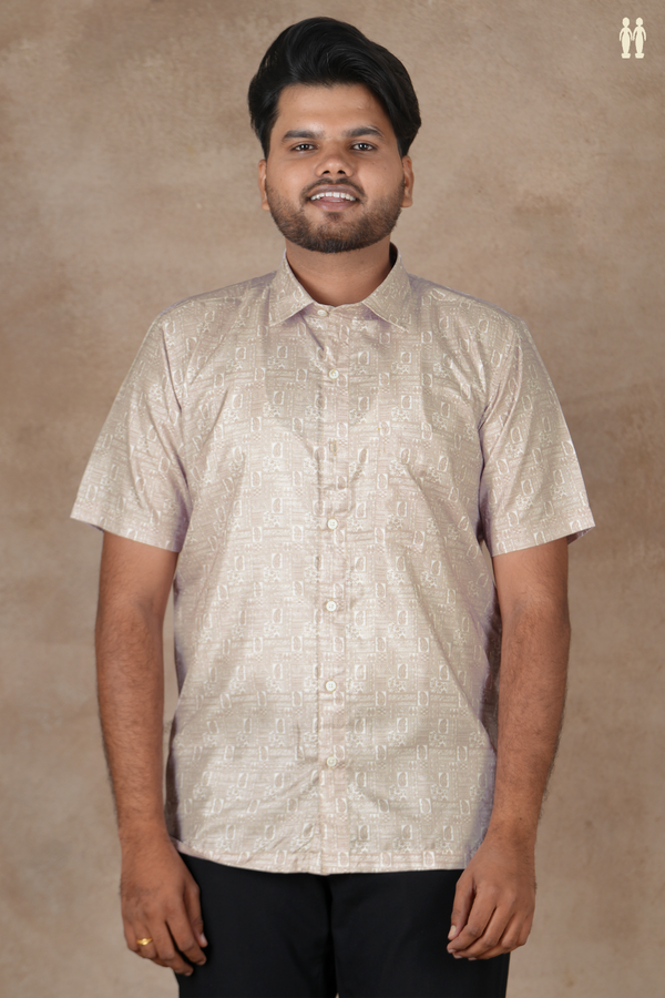 Regular Collar Paisley Design White Silk Shirt