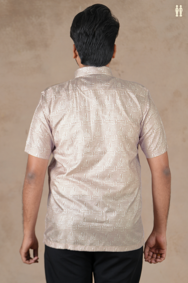Regular Collar Paisley Design White Silk Shirt