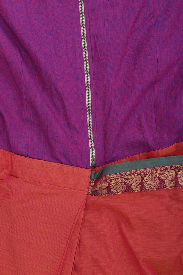 Readymade Cotton Saree Spiced Orange With Traditional Border