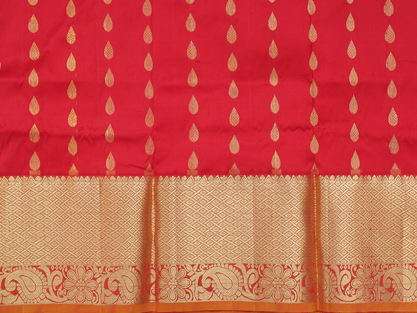 Rain Drop Buttas Red Kanchipuram Pavadai Sattai Material