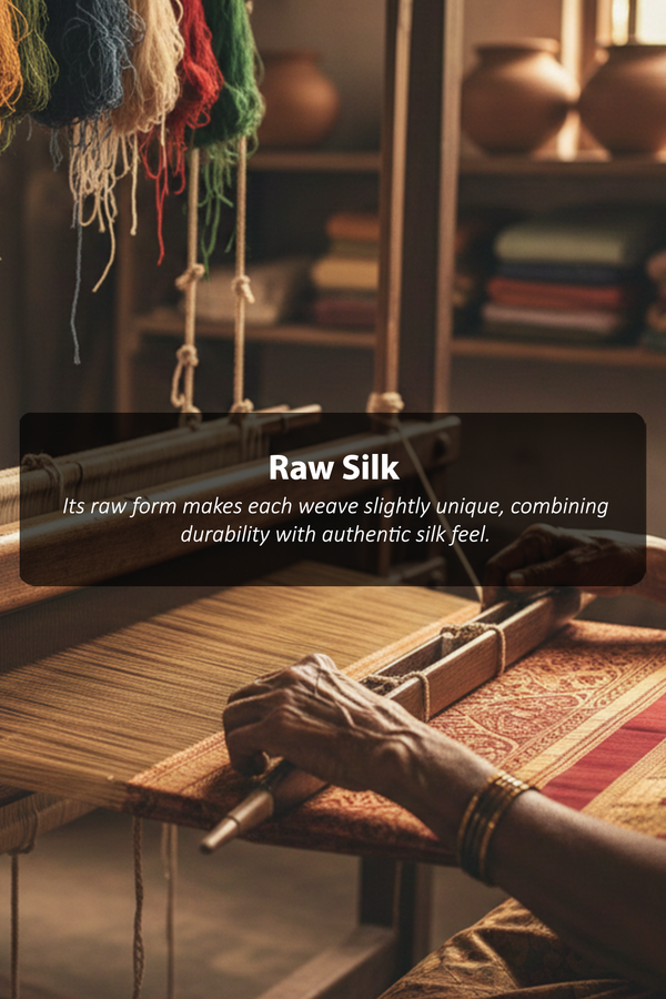 Raw Silk Saree In Cerulean Blue With Stripes Design