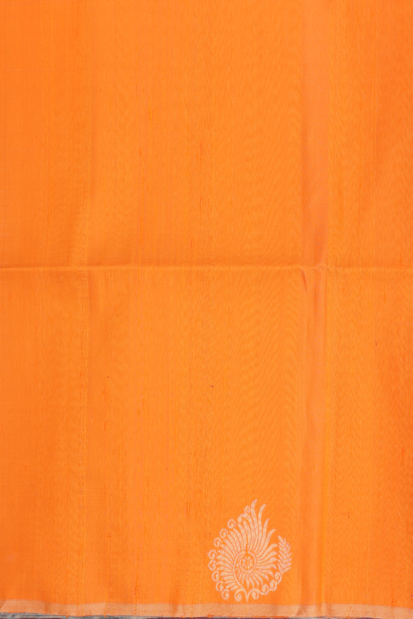 Raw Silk Saree In Aegean Blue With Floral Buttas