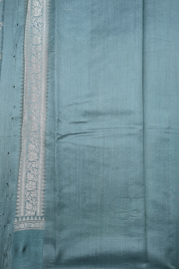 Raw Silk Saree In Aegean Blue With Allover Design