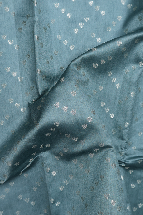Raw Silk Saree In Aegean Blue With Allover Design