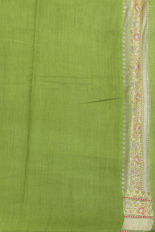 Raw Silk Saree In Beige With Floral Buttas
