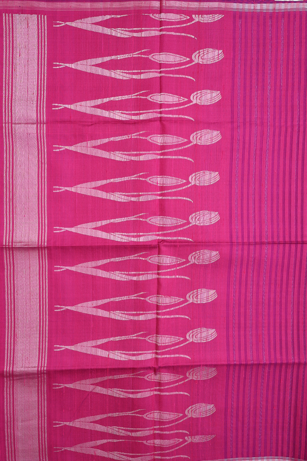 Raw Silk Saree In Berry Purple With Stripes Design