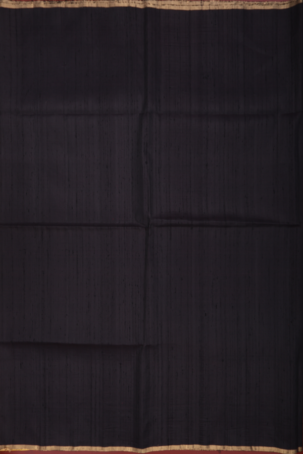 Raw Silk Saree In Black With Contrast Pallu