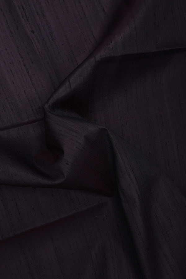 Raw Silk Saree In Black With Contrast Pallu
