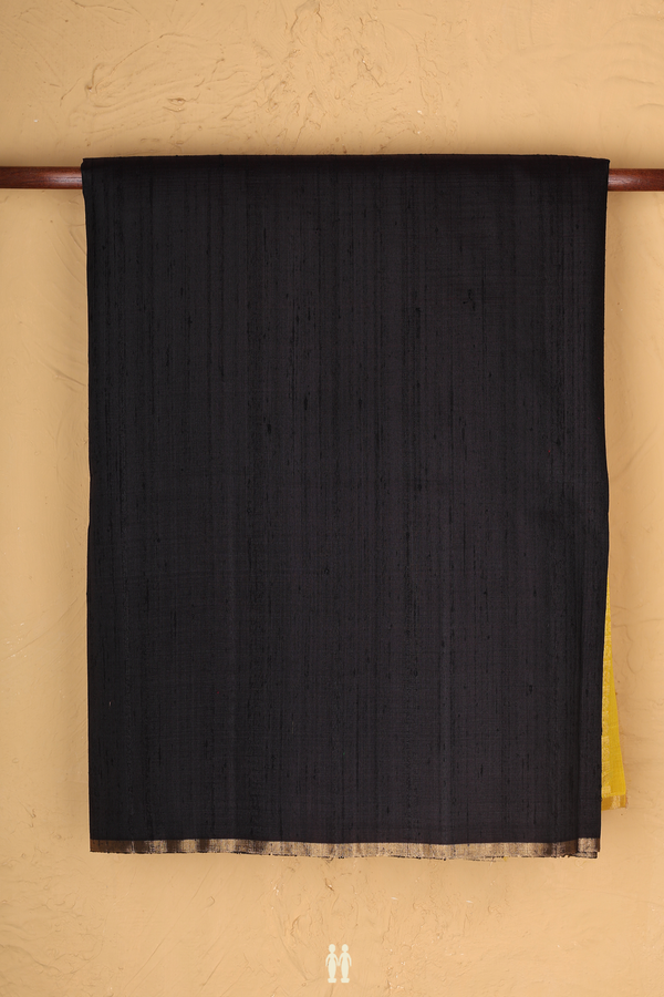 Raw Silk Saree In Black With Contrast Pallu