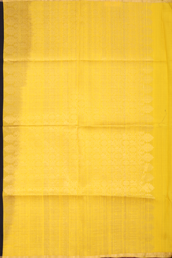 Raw Silk Saree In Black With Contrast Pallu