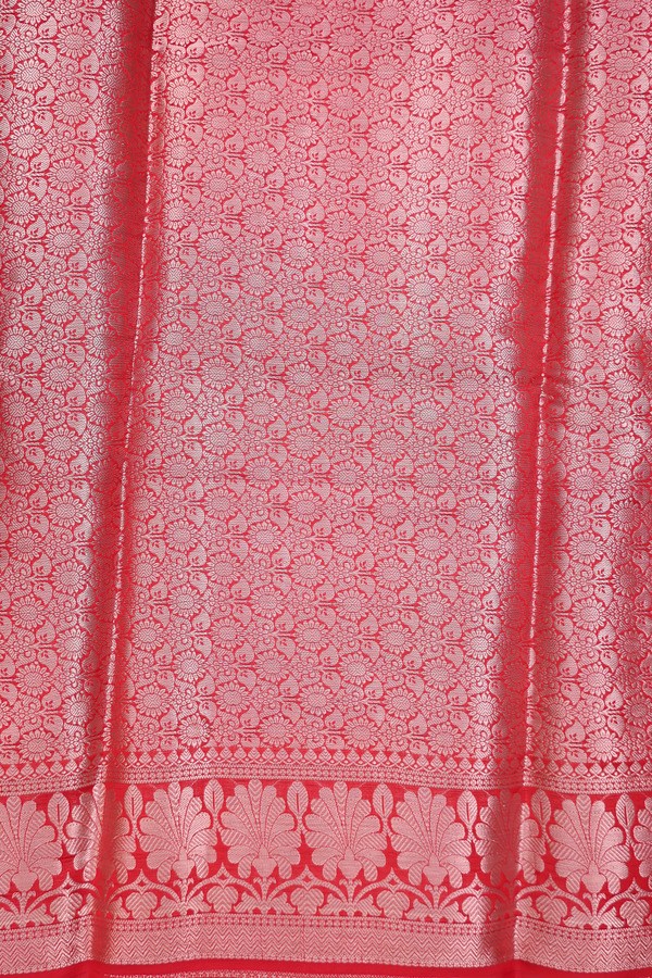 Raw Silk Saree In Black With Floral Buttas