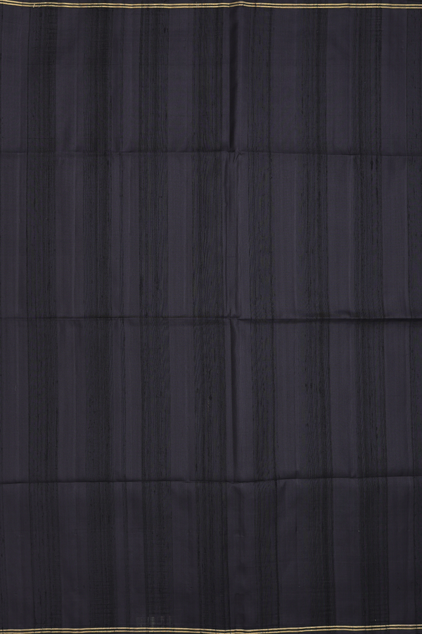 Raw Silk Saree In Black With Plain
