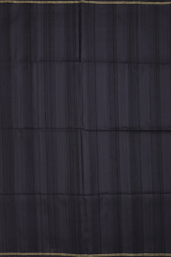 Raw Silk Saree In Black With Plain