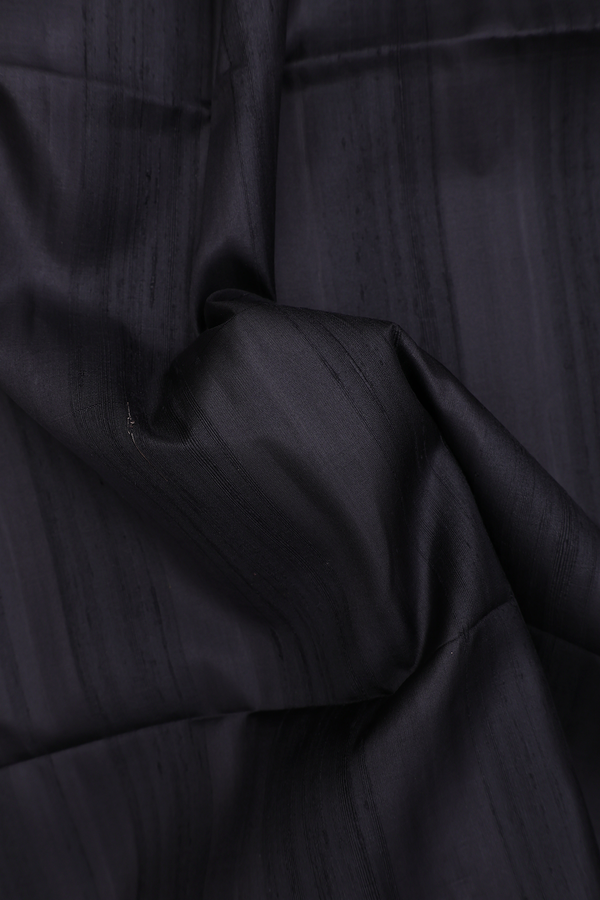 Raw Silk Saree In Black With Plain