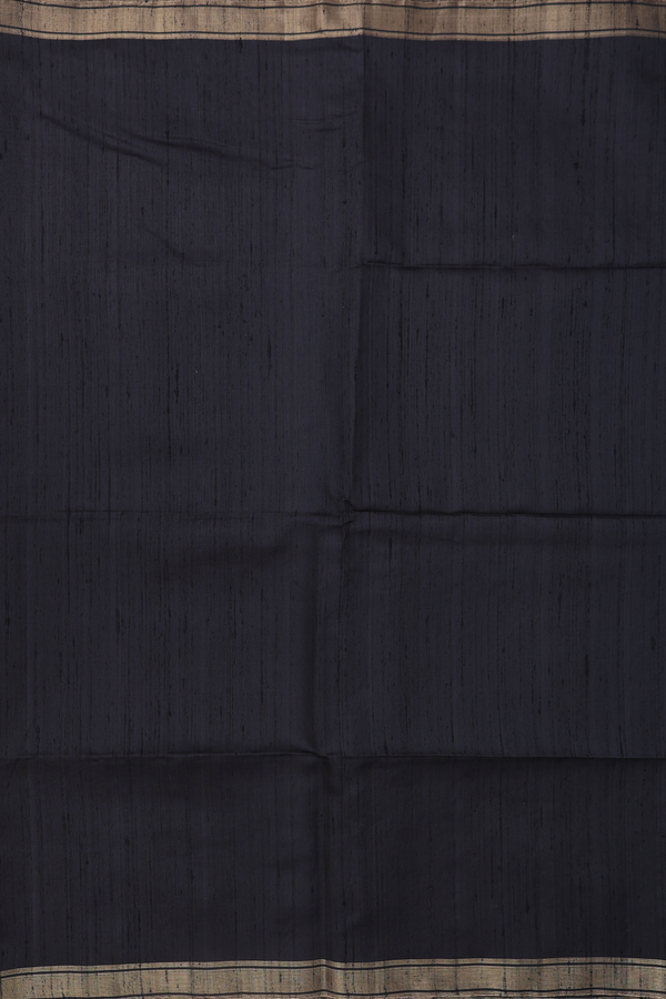 Raw Silk Saree In Black With Zari Border