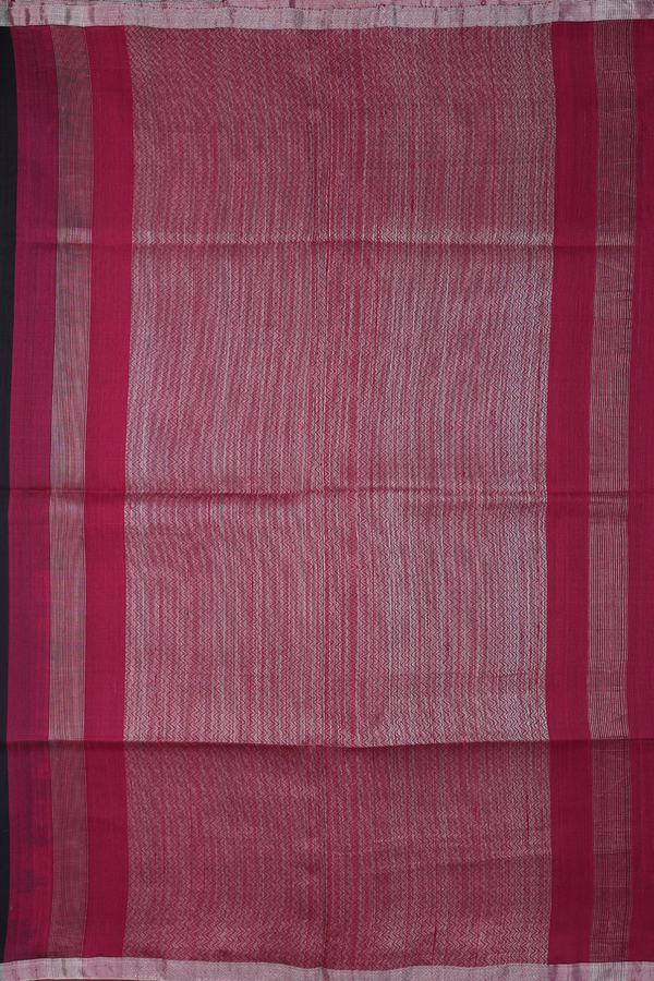 Raw Silk Saree In Black With Zari Buttas