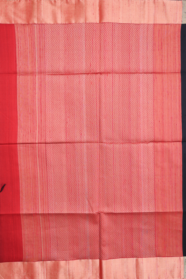 Raw Silk Saree In Black With Zari Buttas