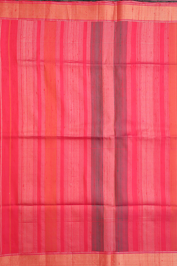 Raw Silk Saree In Black With Zari Buttas