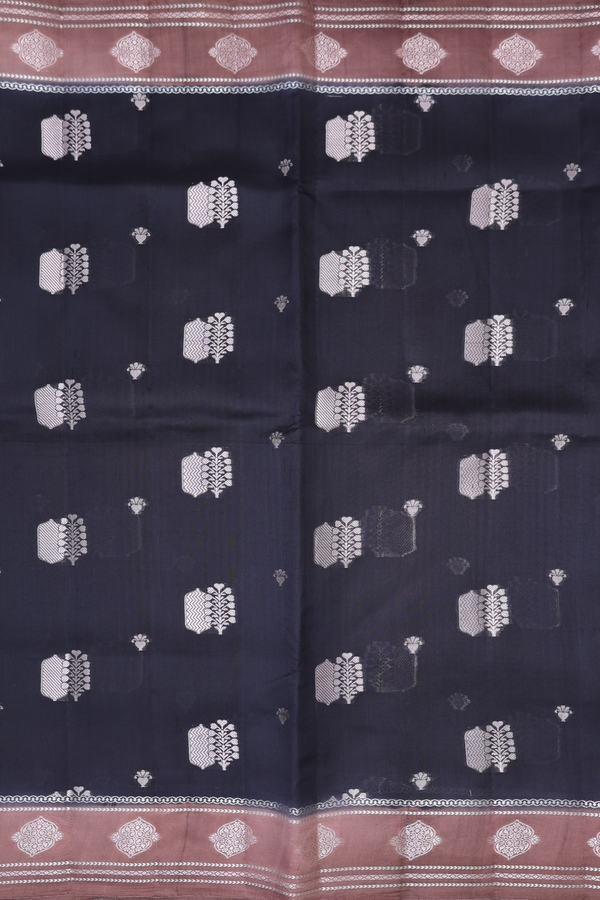 Raw Silk Saree In Black With Zari Motifs