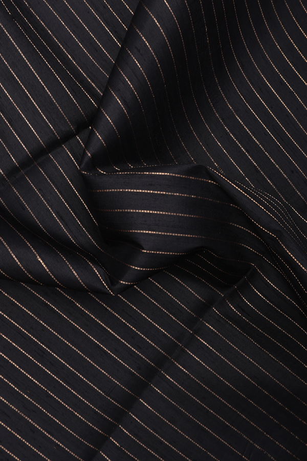Raw Silk Saree In Black With Zari Stripes Design