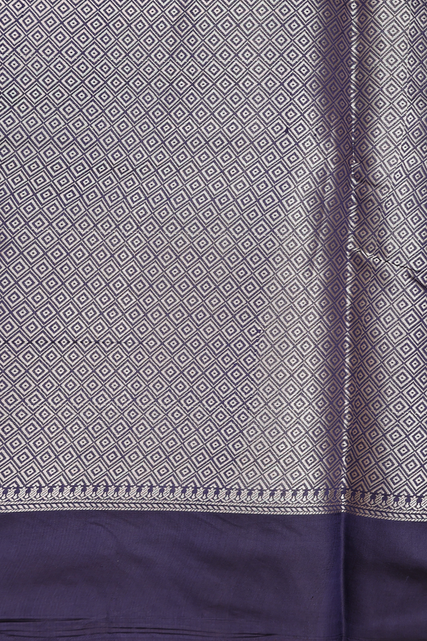 Raw Silk Saree In Misty Blue With Floral Motifs