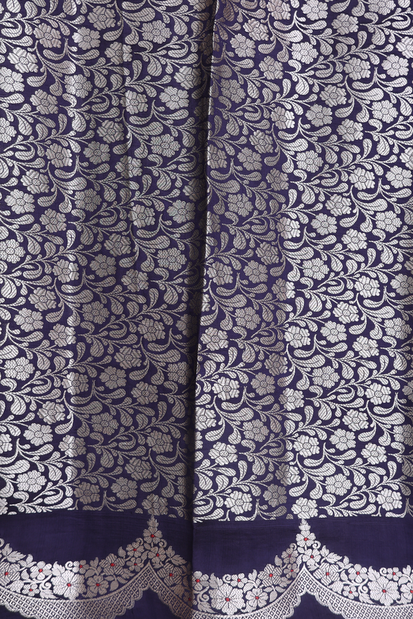 Raw Silk Saree In Blue With Zari Buttas